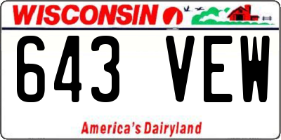 WI license plate 643VEW