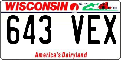WI license plate 643VEX