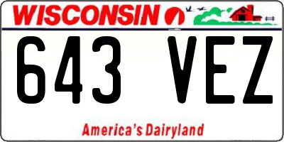 WI license plate 643VEZ