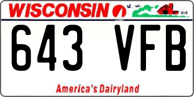 WI license plate 643VFB