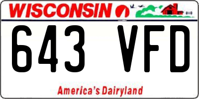WI license plate 643VFD