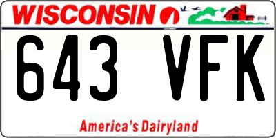 WI license plate 643VFK