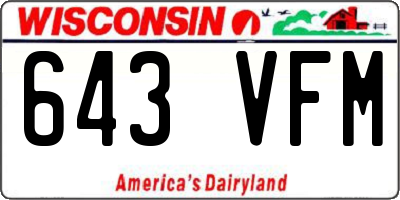 WI license plate 643VFM