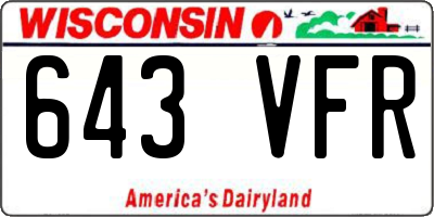 WI license plate 643VFR