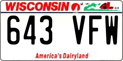WI license plate 643VFW