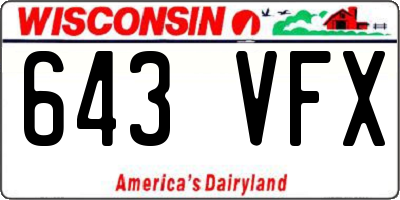 WI license plate 643VFX