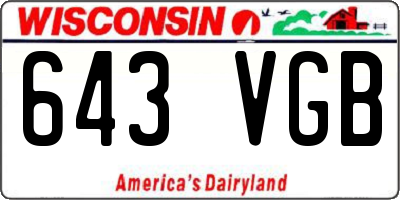 WI license plate 643VGB