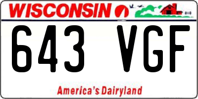 WI license plate 643VGF
