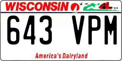 WI license plate 643VPM
