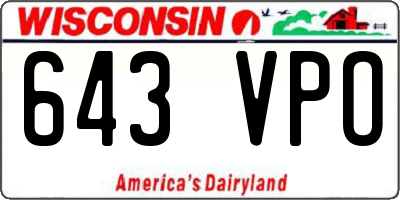 WI license plate 643VPO