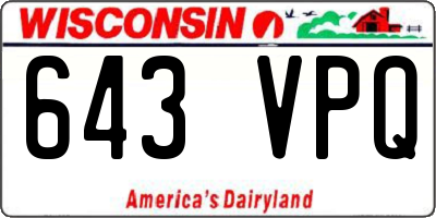 WI license plate 643VPQ
