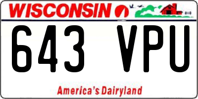 WI license plate 643VPU