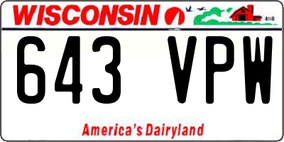 WI license plate 643VPW