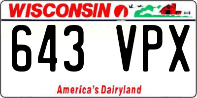 WI license plate 643VPX
