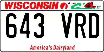WI license plate 643VRD