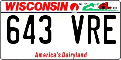 WI license plate 643VRE