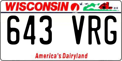 WI license plate 643VRG