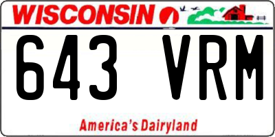 WI license plate 643VRM