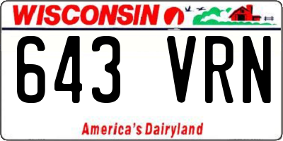 WI license plate 643VRN