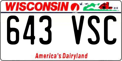 WI license plate 643VSC
