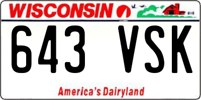 WI license plate 643VSK