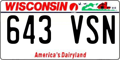 WI license plate 643VSN