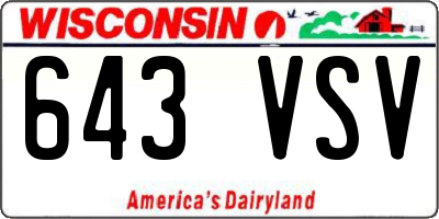 WI license plate 643VSV