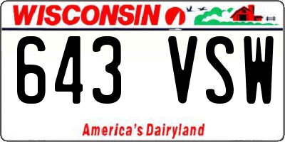 WI license plate 643VSW