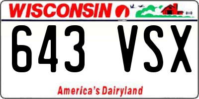 WI license plate 643VSX