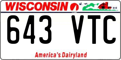 WI license plate 643VTC