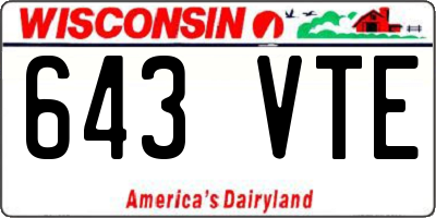 WI license plate 643VTE