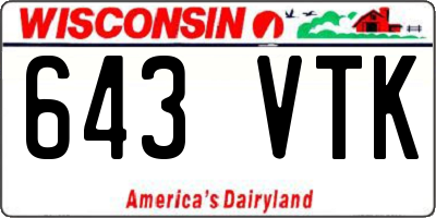 WI license plate 643VTK
