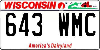 WI license plate 643WMC