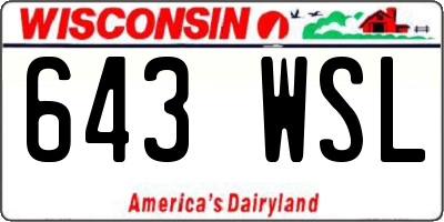WI license plate 643WSL