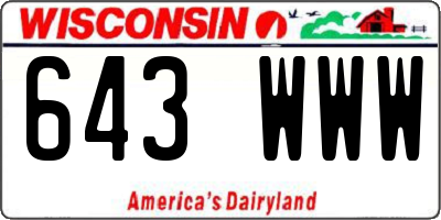 WI license plate 643WWW