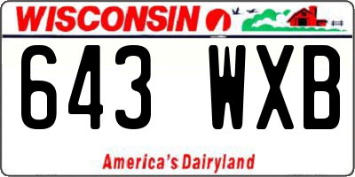 WI license plate 643WXB