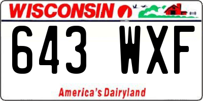 WI license plate 643WXF