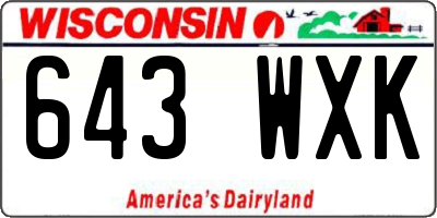 WI license plate 643WXK