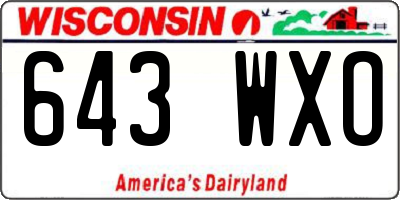 WI license plate 643WXO