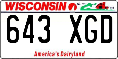 WI license plate 643XGD