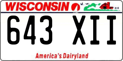 WI license plate 643XII