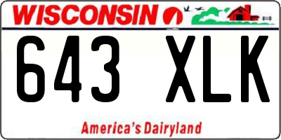 WI license plate 643XLK