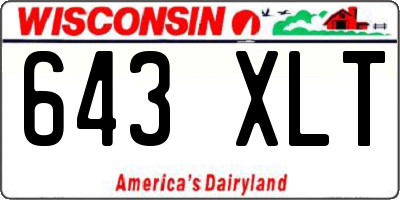 WI license plate 643XLT