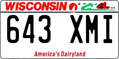 WI license plate 643XMI