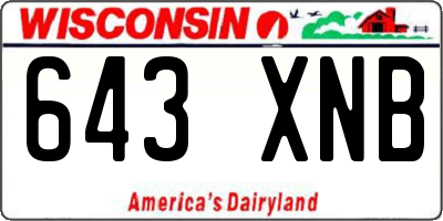 WI license plate 643XNB