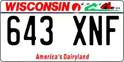 WI license plate 643XNF