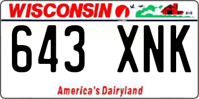 WI license plate 643XNK