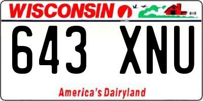 WI license plate 643XNU