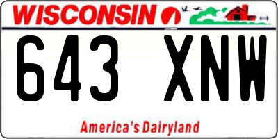 WI license plate 643XNW