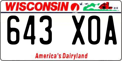 WI license plate 643XOA